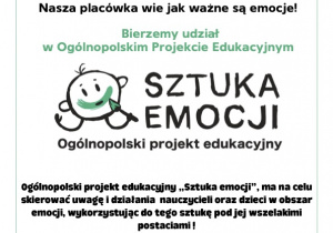 Ogólnopolski projekt "Sztuka emocji" plakat informacyjny
