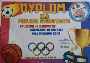 Dyplom za udzieł w "Olimpiadzie"